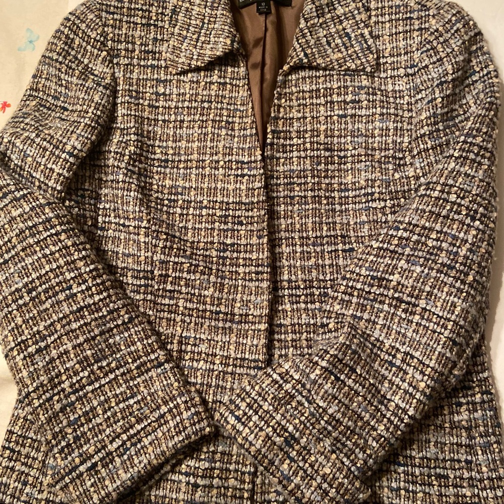 Lafayette 148 New York Tan Wool Blend Blazer Jacket Size 10